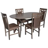 Set masă și scaune Evelin Raffles Oval + 4 Deepa R Ovală / MDF / Gray