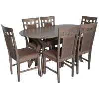 Set masă și scaune Evelin Raffles Oval + 6 Deepa R Ovală / MDF / Gray