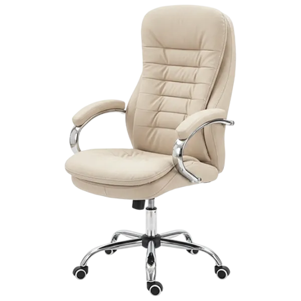 Fotoliu de birou Fabrik Home N-24 TOMAS Piele artificială/ Beige Silver photo 1