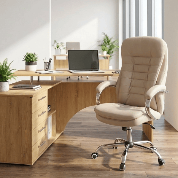 Fotoliu de birou Fabrik Home N-24 TOMAS Piele artificială/ Beige Silver photo 2