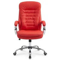 Fotoliu de birou Fabrik Home N-24 TOMAS Piele artificială/ Red Silver photo 2