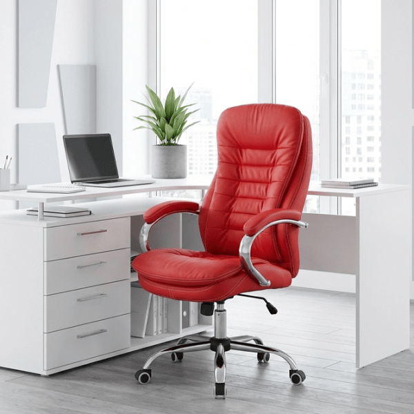 Fotoliu de birou Fabrik Home N-24 TOMAS Piele artificială/ Red Silver photo 3