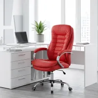 Fotoliu de birou Fabrik Home N-24 TOMAS Piele artificială/ Red Silver photo 3