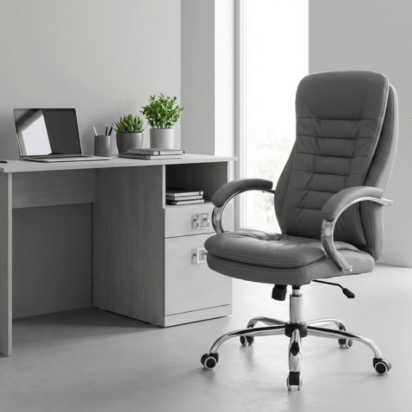 Fotoliu de birou Fabrik Home N-24 TOMAS Piele artificială/ Light Gray Silver photo 2