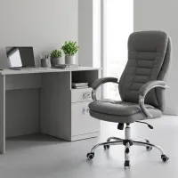 Fotoliu de birou Fabrik Home N-24 TOMAS Piele artificială/ Light Gray Silver photo 2