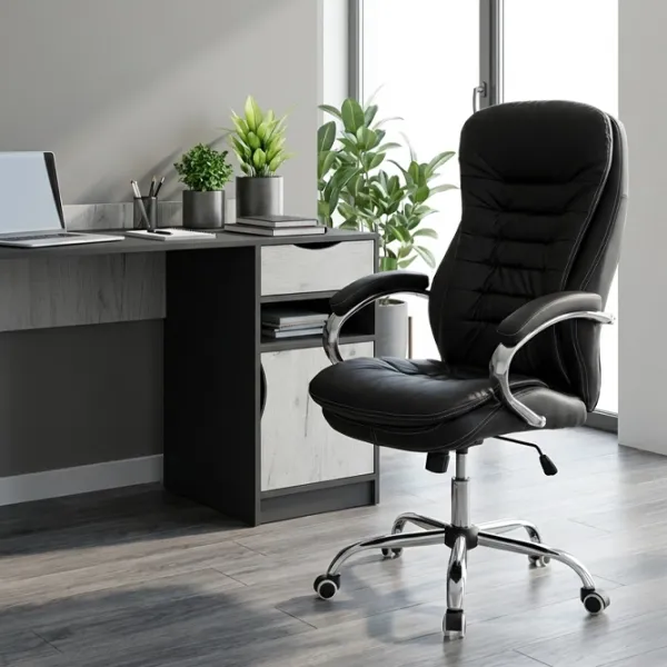 Офисное кресло Fabrik Home N-24 TOMAS Искусственная кожа/ Черный Серебристый photo 2