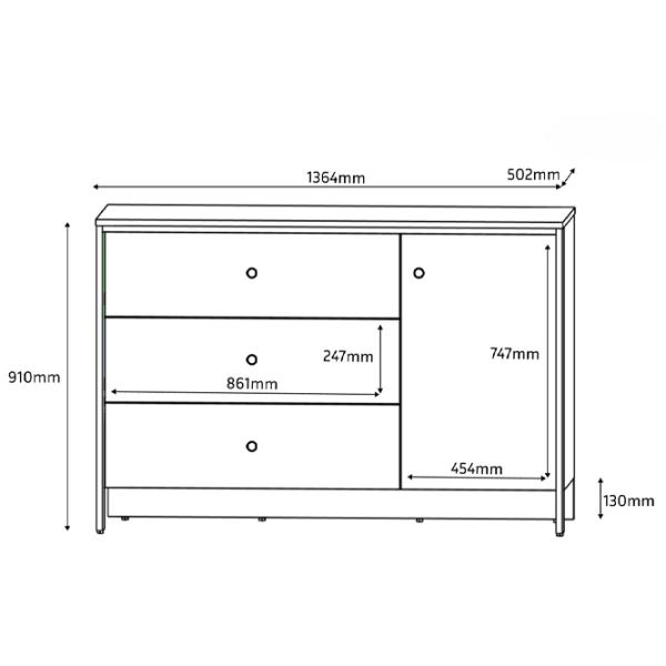 Комод Fabrik Home Clay  91 x 136.4 x 50.2см / ЛДСП / Серый  photo 4
