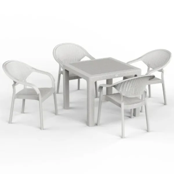Садовый стол Mobiland Rattan Квадратный / Серый Белый photo 4