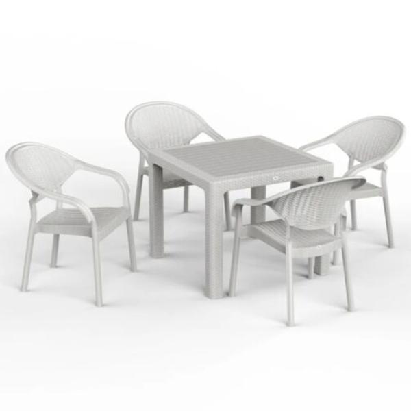 Садовый стол Mobiland Rattan Квадратный / Серый Белый photo 4