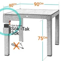 Садовый стол Mobiland Rattan Квадратный / Серый Белый photo 5