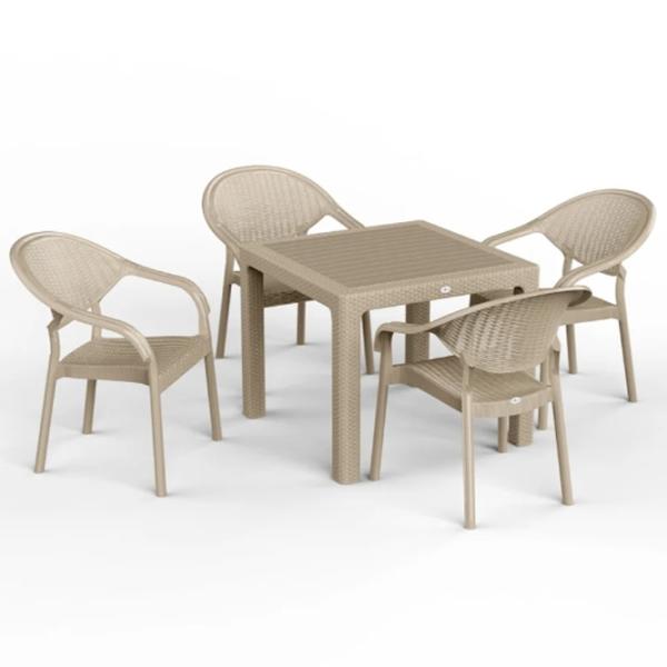 Садовый стол Mobiland Rattan Квадратный / Серый Капучино photo 2