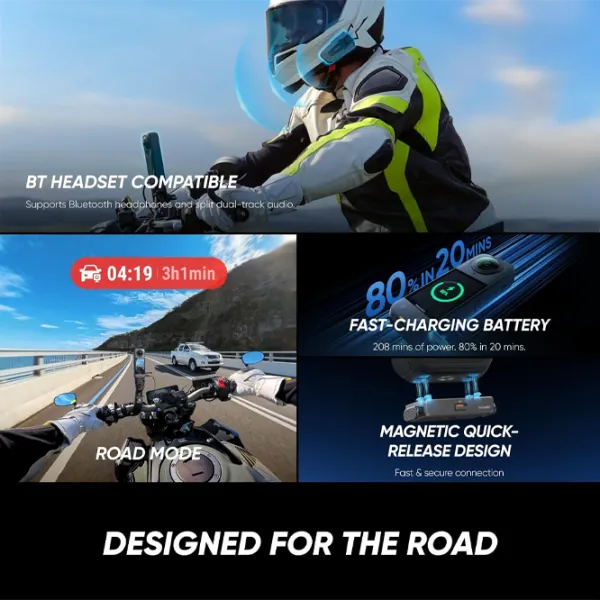 Cameră action Insta360 X5 Motorcycle Bundle 72 MP / 2400 mAh / Black photo 8