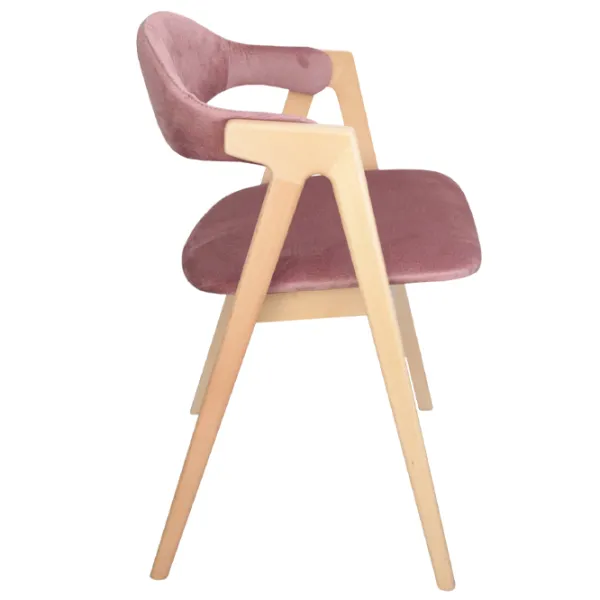 Scaun de bucătărie DecoPrim Logan Emilia Catifea/ Pink Wood photo 2