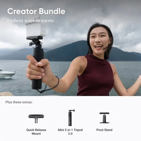 Cameră action Insta360 GO Ultra Creator Bundle 50 MP / 1450 mAh / Arctic White photo 4