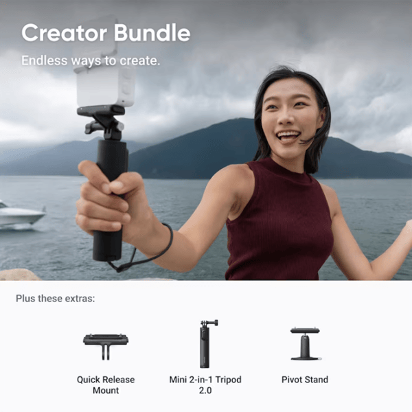 Cameră action Insta360 GO Ultra Creator Bundle 50 MP / 1450 mAh / Arctic White photo 4
