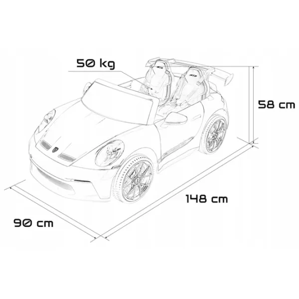 Электромобиль Porsche 911 Dake GT3 8 км/ч / 50 кг / 3+ / Черный photo 7