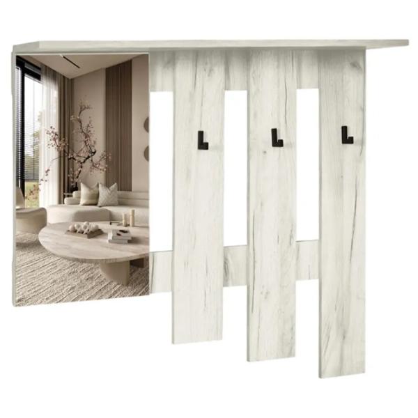 Cuier cu oglindă Modern Home Visit New 1 PAL / Stejar Craft Alb photo 1