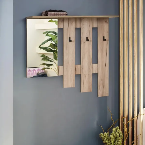 Cuier cu oglindă Modern Home Visit New 1 PAL / Stejar Craft Gri photo 3