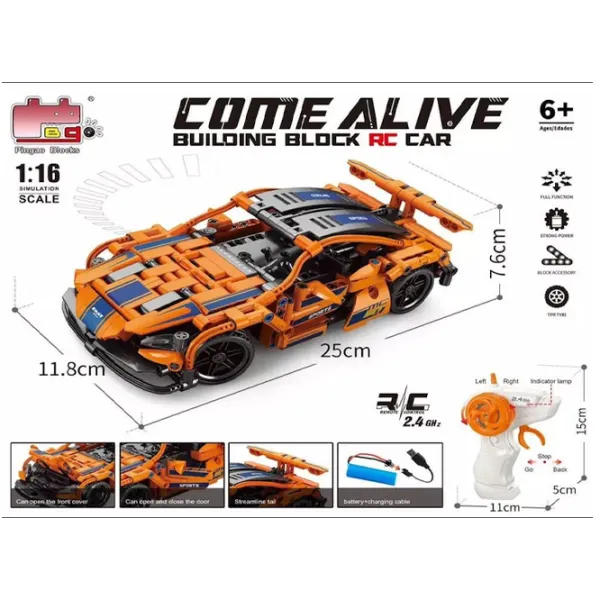 Constructor cu telecomandă HD Toys R16/28 Mașină/ Orange photo 3