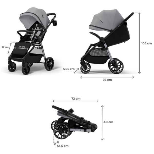 Детская коляска KinderKraft Grande 2 KSGRAN02GRY0000/ Серый photo 8