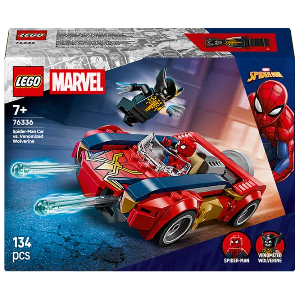 Constructor LEGO Spider-Man Car VS. Venomized Wolverine Mașină/ Red photo 1