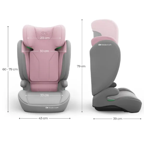 Детское автокресло KinderKraft I-Spark 2 Plus i-Size  3 года - 12 лет / 36 кг / Розовый photo 3