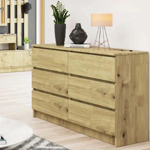 Comodă Akord K120 6SZ 77 x 120.4 x 40 / Furnir / Artisan Oak photo 3