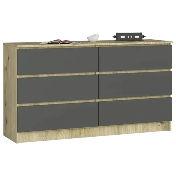 Комод Akord K140 6SZ 77 x 138 x 40см / МДФ / Графитовый серый photo 1