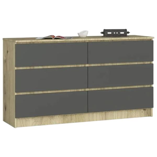 Комод Akord K140 6SZ 77 x 138 x 40см / МДФ / Графитовый серый photo 1