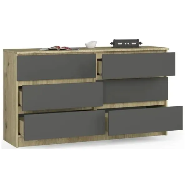 Комод Akord K140 6SZ 77 x 138 x 40см / МДФ / Графитовый серый photo 2