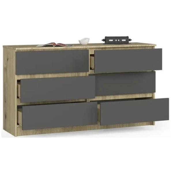 Комод Akord K140 6SZ 77 x 138 x 40см / МДФ / Графитовый серый photo 2