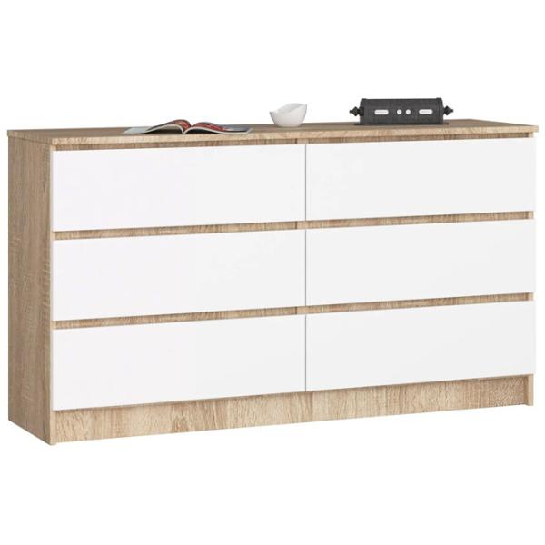 Comodă Akord K140 6SZ 77 x 138 x 40 / MDF / Alb photo 1