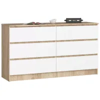 Comodă Akord K140 6SZ 77 x 138 x 40 / MDF / Alb