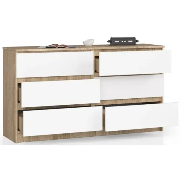 Comodă Akord K140 6SZ 77 x 138 x 40 / MDF / Alb photo 2