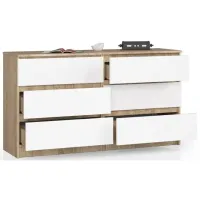Comodă Akord K140 6SZ 77 x 138 x 40 / MDF / Alb photo 2