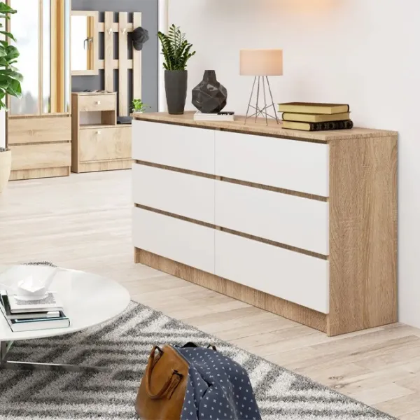 Comodă Akord K140 6SZ 77 x 138 x 40 / MDF / Alb photo 3
