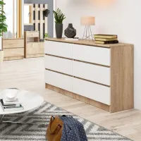 Comodă Akord K140 6SZ 77 x 138 x 40 / MDF / Alb photo 3