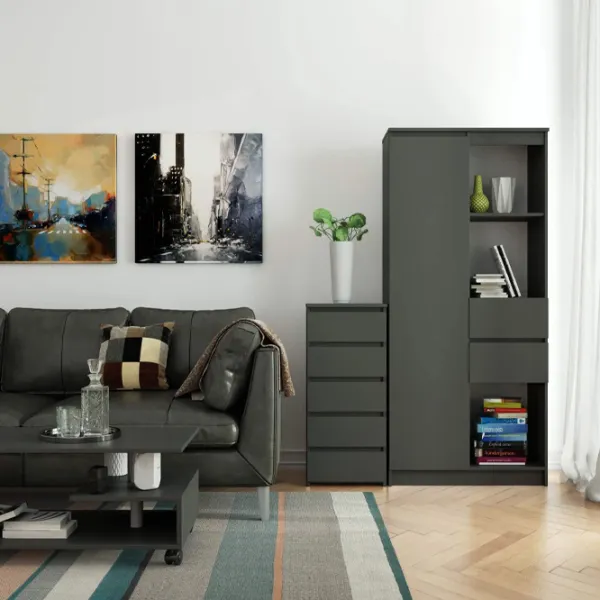 Comodă Akord CL5 40 5SZ 92 x 40 x 35 / LPAL / Grafit Gray photo 3