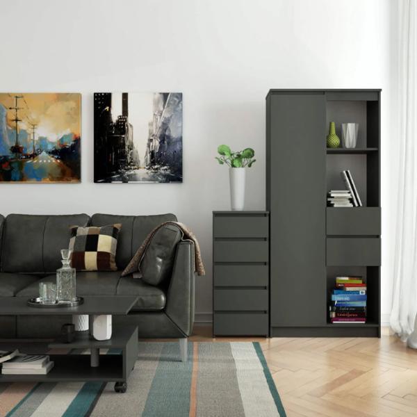 Comodă Akord CL5 40 5SZ 92 x 40 x 35 / LPAL / Grafit Gray photo 3
