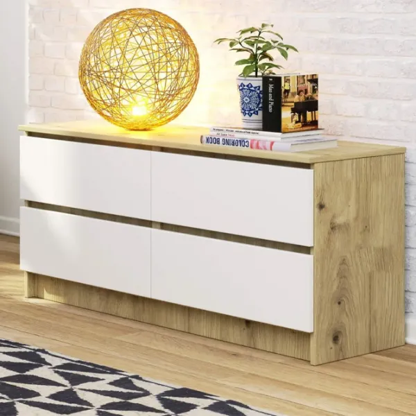 Comodă Akord K120 4SZ 55 x 120.4 x 40 / LPAL / Alb photo 3