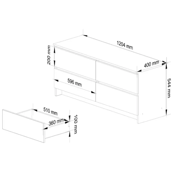 Comodă Akord K120 4SZ 55 x 120.4 x 40 / LPAL / Alb photo 5