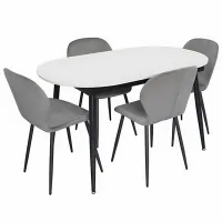 Set masă și scaune Evelin DT 533R B + 4 YTC-064B BLU-14 Ovală / PAL / Dark Gray