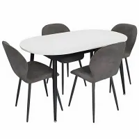 Set masă și scaune Evelin DT 533R B + 4 YTC-064B UF885-15 Ovală / PAL / Dark Gray