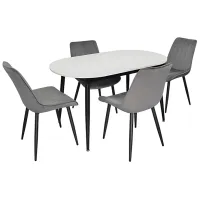 Set masă și scaune Evelin DT 533R B + 4 YTC-055B BLU-14 Ovală / PAL / Dark Gray