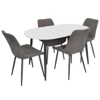 Set masă și scaune Evelin DT 533R B + 4 YTC-055B UF885-15 Ovală / PAL / Dark Gray
