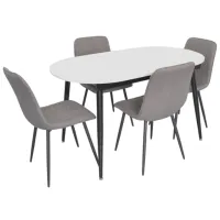 Set masă și scaune Evelin DT 533R B + 4 YTC-078B BJORN-13 Ovală / PAL / Gray