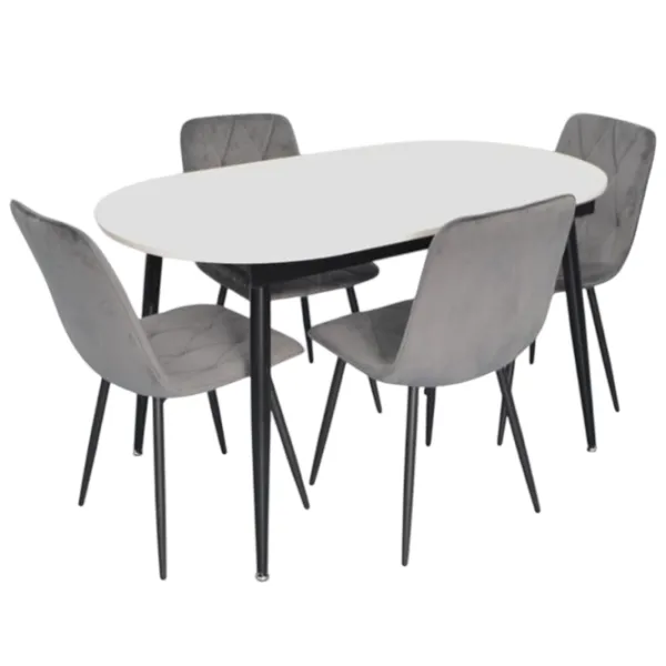 Set masă și scaune Evelin DT 533R B + 4 YTC-080B BLU-14 Ovală / PAL / Dark Gray photo 1