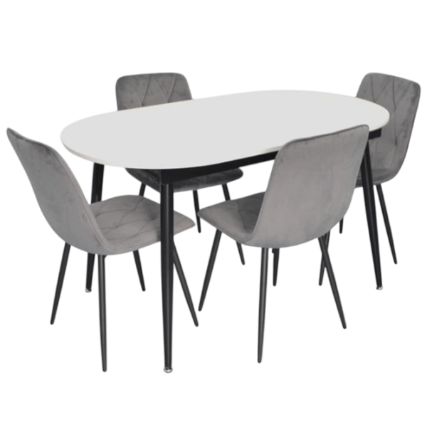Set masă și scaune Evelin DT 533R B + 4 YTC-080B BLU-14 Ovală / PAL / Dark Gray photo 1