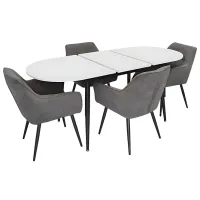 Set masă și scaune Evelin DT 533R B + 4 YTC-090B UF885-15 Ovală / PAL / Dark Gray