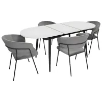 Set masă și scaune Evelin DT 533R B + 4 YTC-097B UF BLU-14 Ovală / PAL / Dark Gray